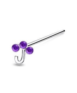 J Letter Silver Straight Nose Stud NSKA-663 